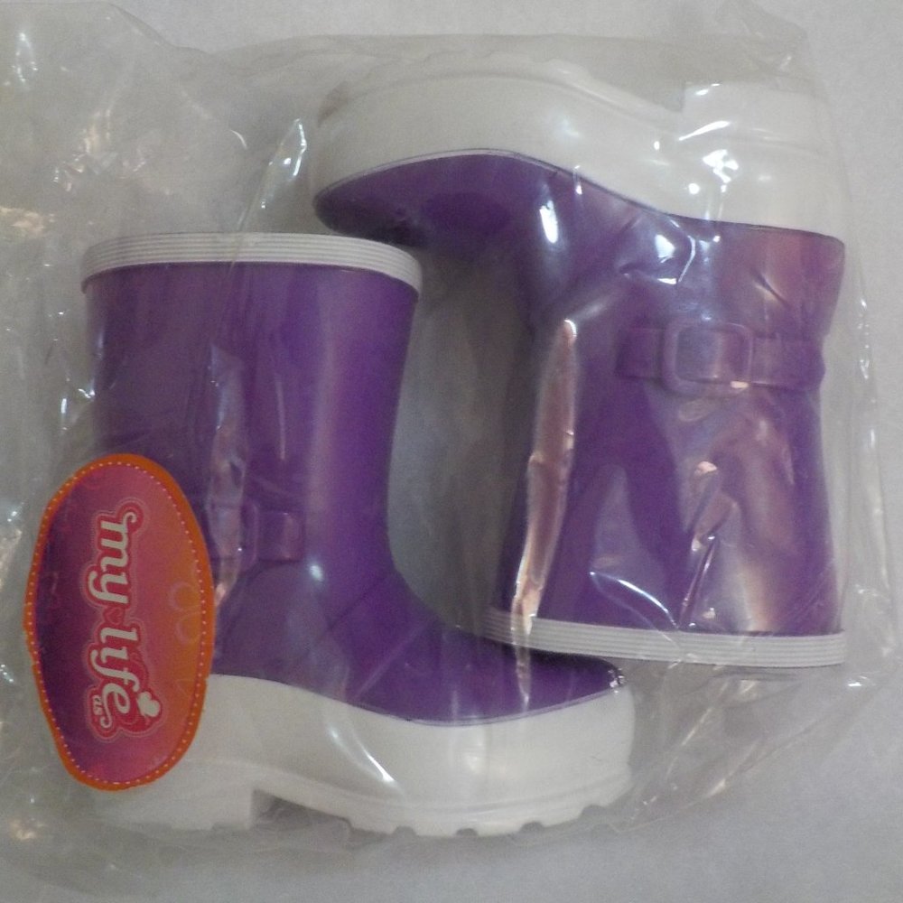 18-inch My Life Doll Purple with White Rain Boots - New